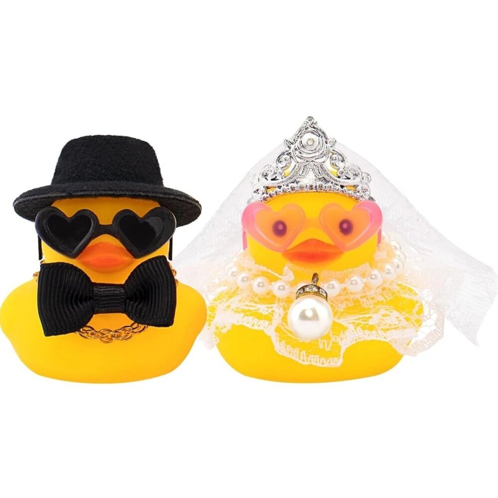 Bride & Groom Rubber Ducks, Car Dashboard Decoration, Wedding Favor,DIY Assembly